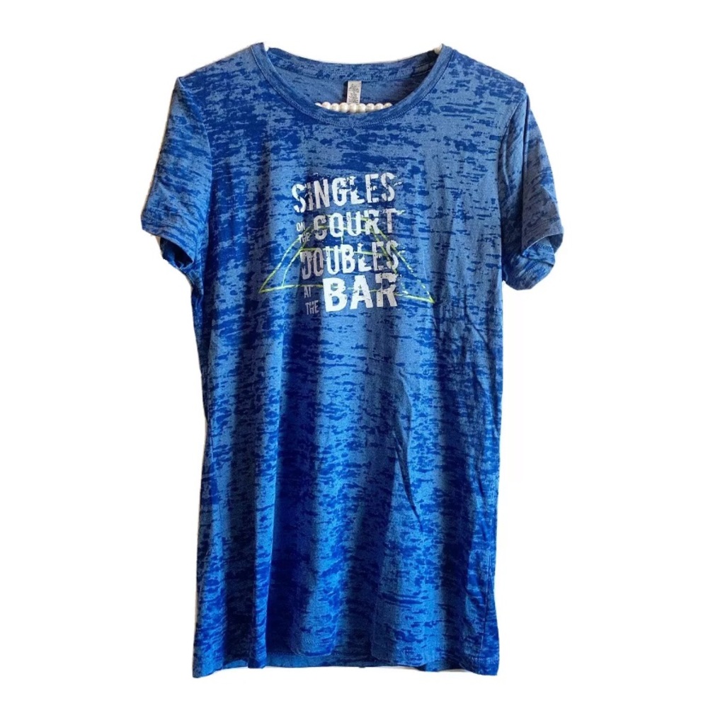 Singles on the Court Novelty Print Tee Shirt Top